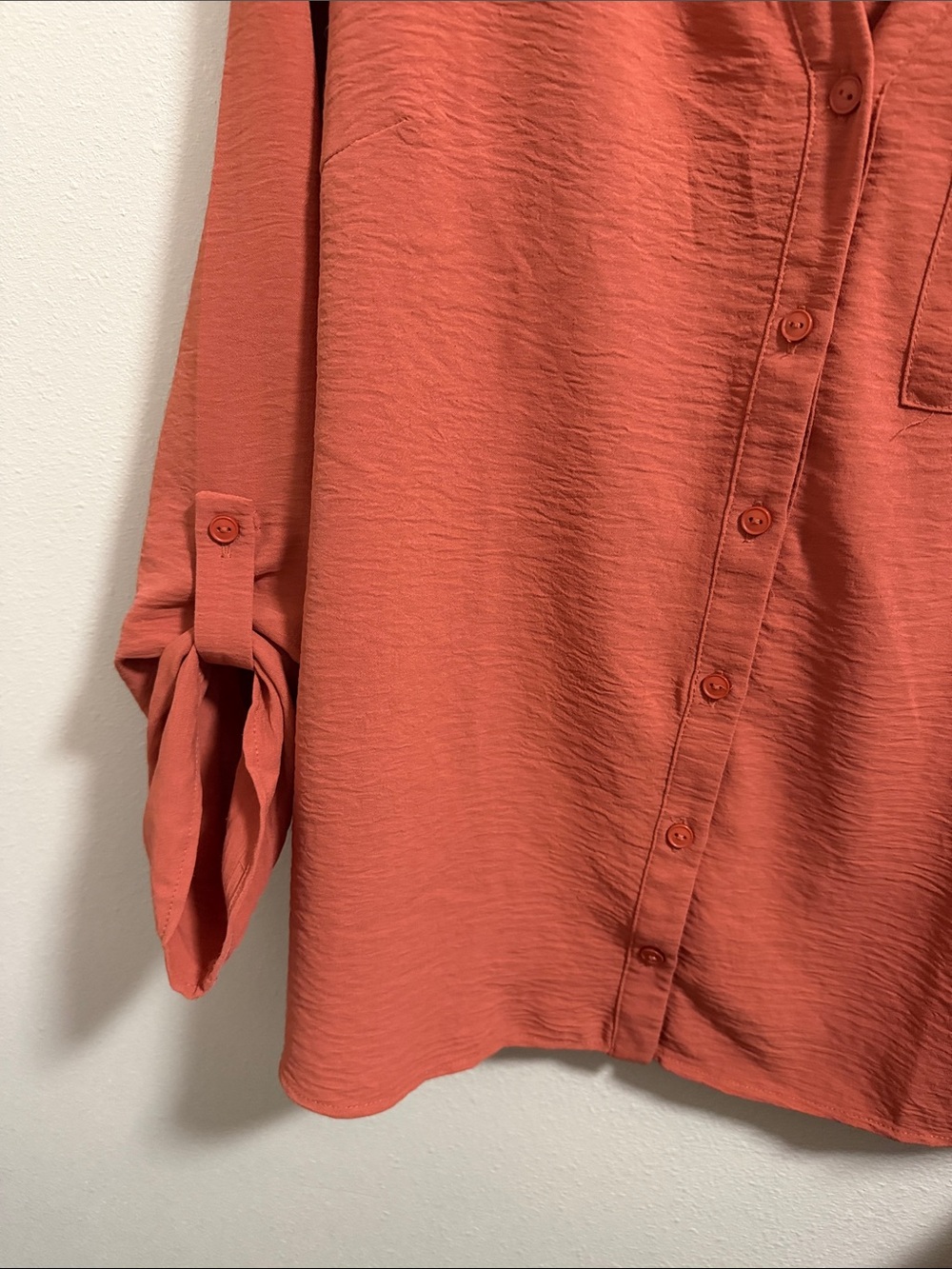Rust Button-Front Women’s Blouse - Picture 5 of 7